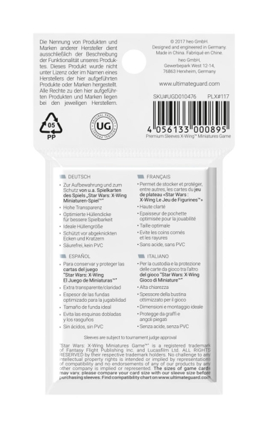 Ultimate Guard Board Game Sleeves (50) - X-Wing Miniatures Game